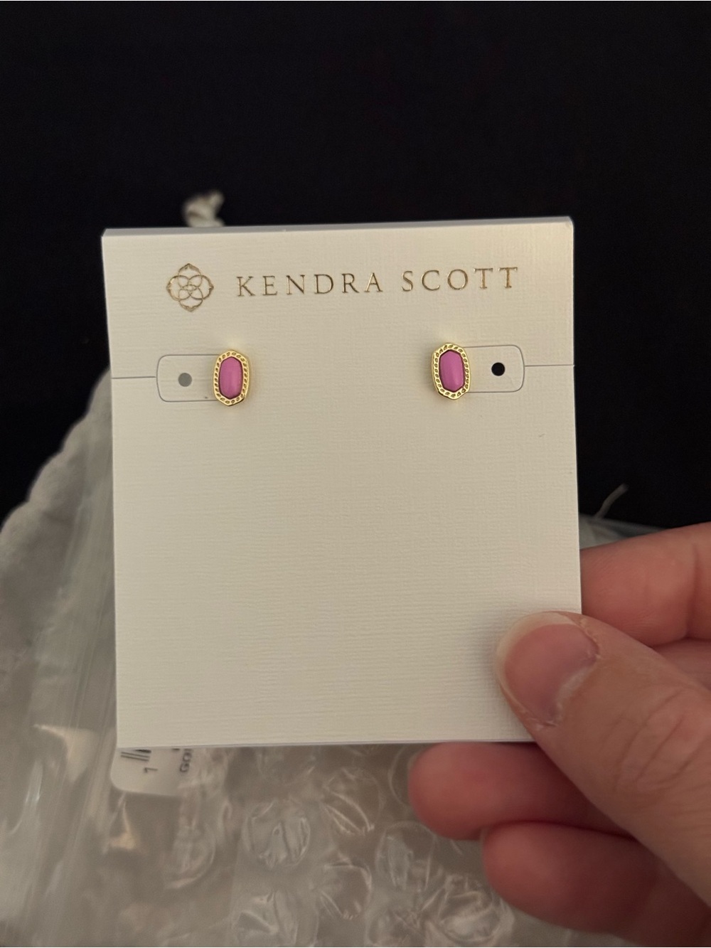 Kendra Scott Pink Gold-Edged Oval Stud Earrings